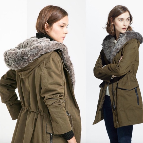 Mango Women's Green Military Hooded Coat - Picture 2 of 7